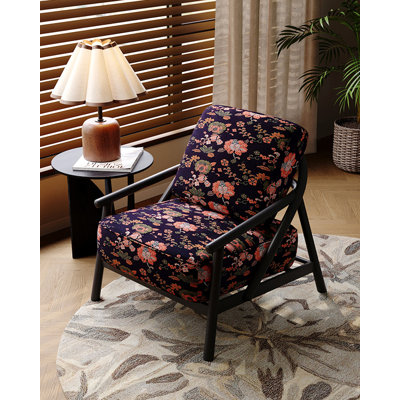 Chaise d'appoint en tissu jacquard de style rétro avec structure en acier au carbone, pour le salon