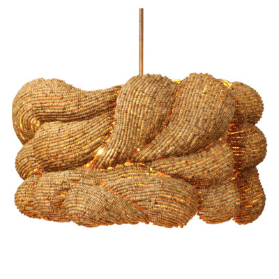 Anguilla 6-Light Wood Beaded Chandelier, Natural
