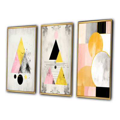 «Transcendence Retro Triangular Minimal IV», 3 pièces sur toile