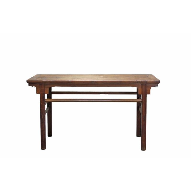 62" Long Antique Brown Console Table