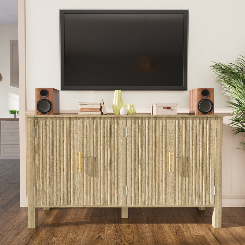 Buffet cannelé 55,1 po à 4 portes avec tablettes réglables