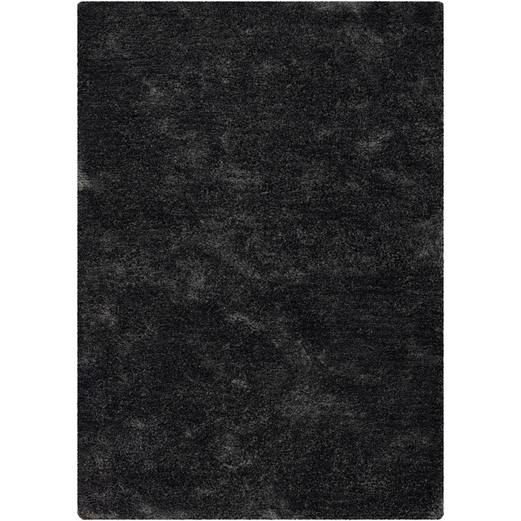 Casula Authentic Hand-Woven Handmade Black & Gray Modern Casual Mixed Texture Wool & Polyester Area Rug