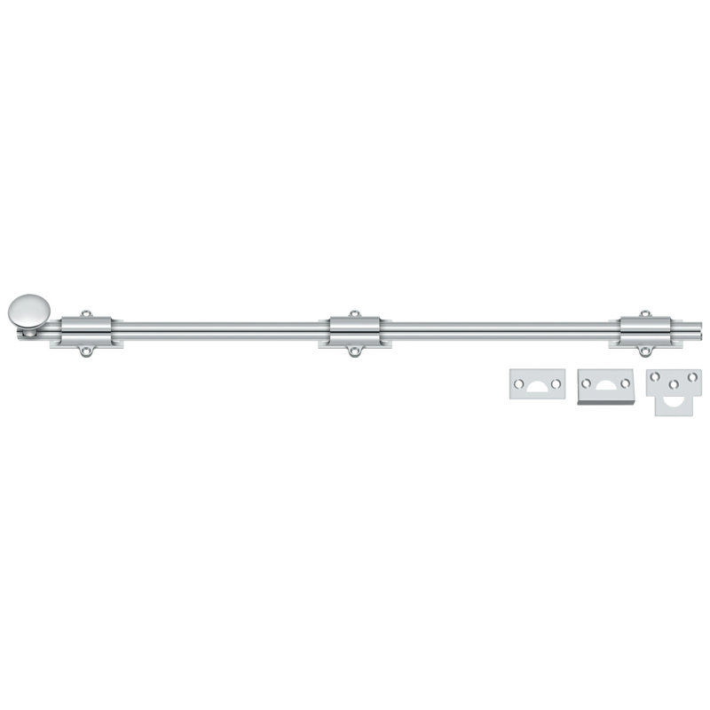 Brass Latch/Catch/Bolt, Polished Chrome, 1.875" H x 24.375" W x 1.25 " D