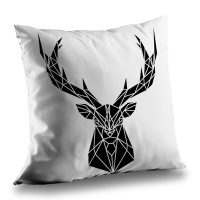 Geometric Deer Head Poly Twill Throw - Stylish – Throw Pillow Cover Only, Double-Sided Print, Insert Not Included