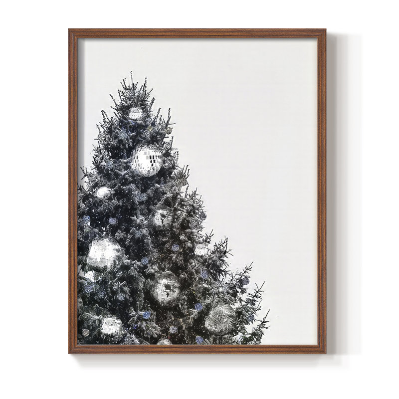 «Disco Christmas Tree II», reproduction encadrée - bois massif, Noyer, H 15 po x l 12 po