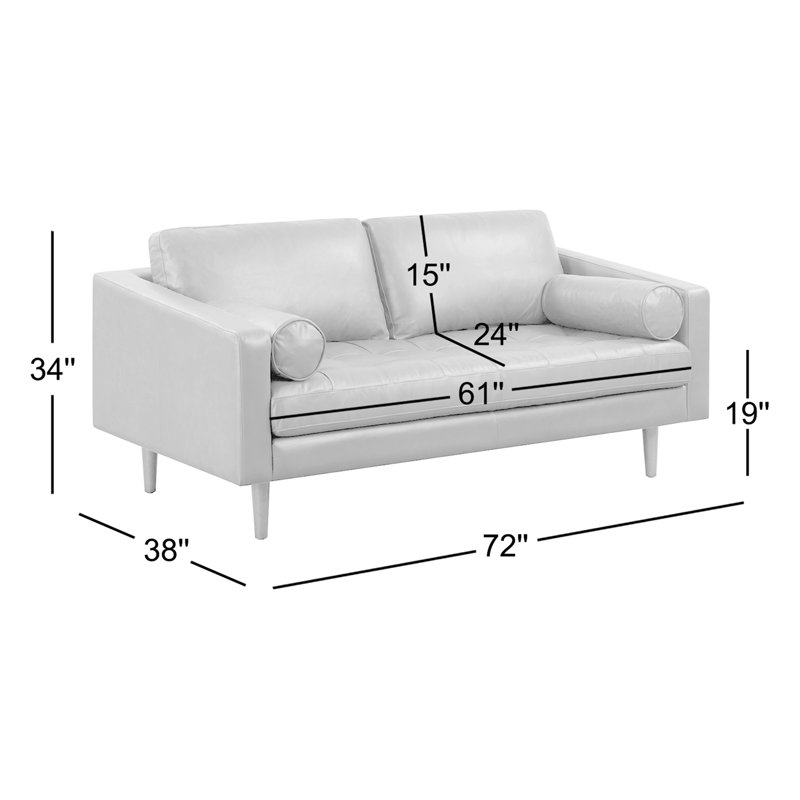 Napa 72'' Full-Grain Genuine Italian Leather Sofa, Cognac Tan