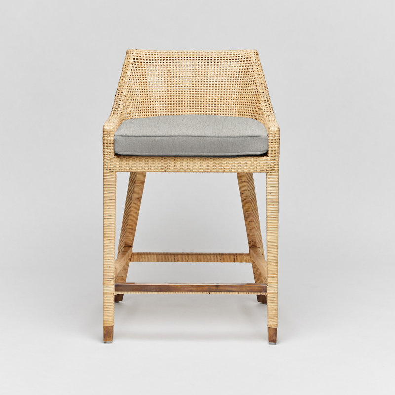 Tabouret de comptoir 26 po Boca, Chanvre / cadre en rotin naturel