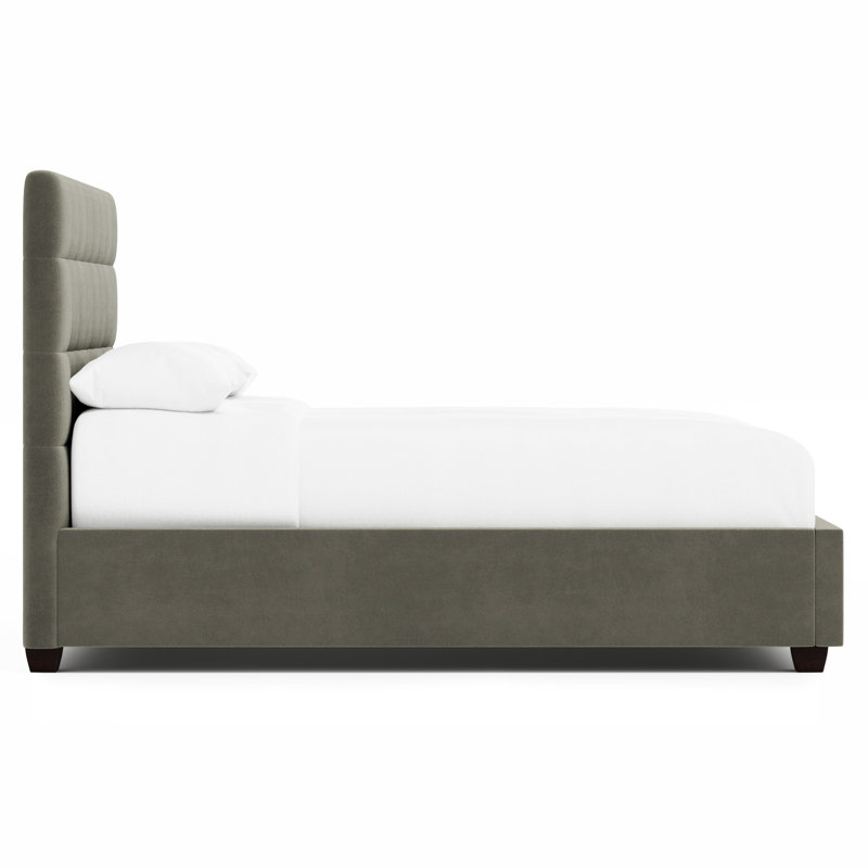 Avery Upholstered Panel Headboard Design, Espresso/Dark Gray