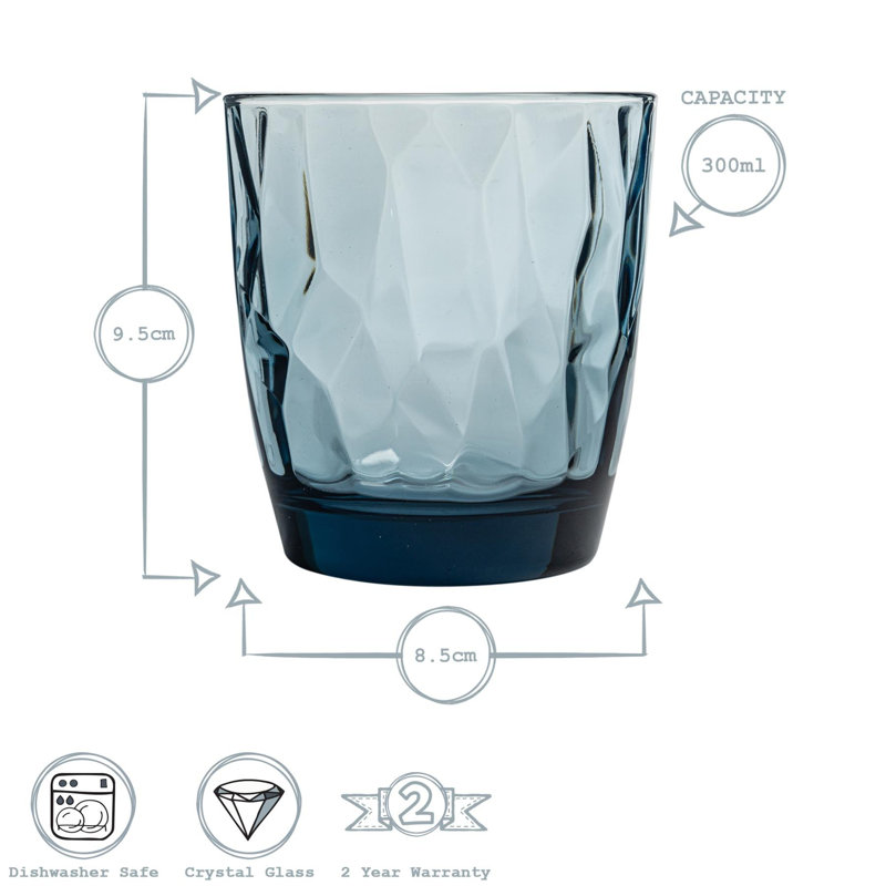 Diamond Water Glasses - 300ml, 12