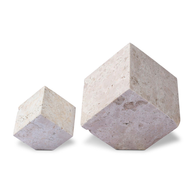Travertine Cube Sculpture Set-Romano Fosse Travertine