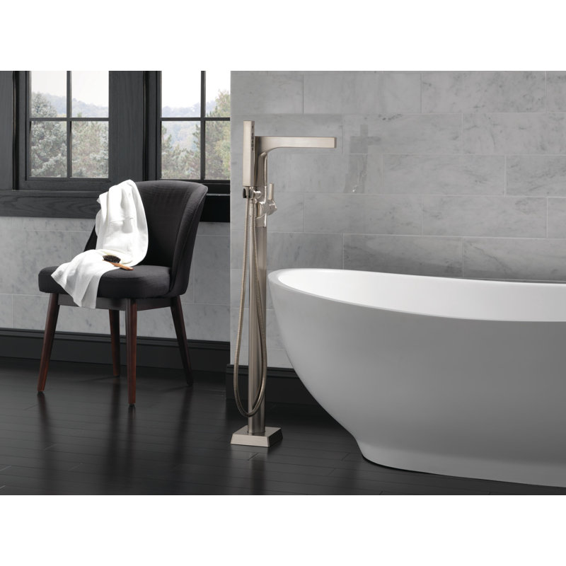 Zura Single Handle Floor Mounted Roman Tub Faucet Trim, Stainless