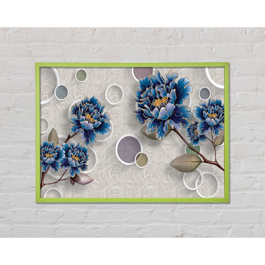 Tessie Blue Stunning Flower Circles - Einzelner Bilderrahmen Kunstdrucke