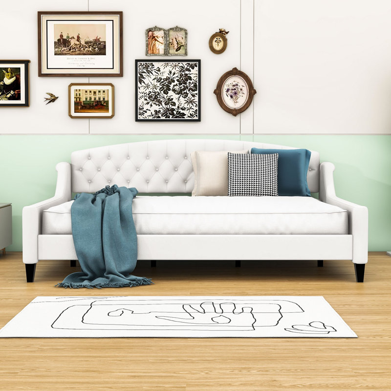 Brioney Tufted Upholstered Daybed with Slats, Full/Double, Beige