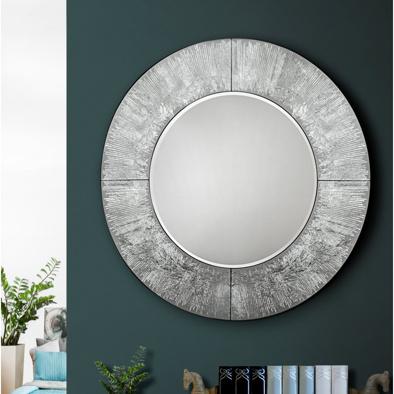 Orey Wood Flat Wall Mirror, Silver