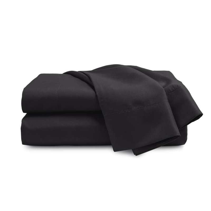 Martex Microfiber Bed Sheet Set, Brushed Microfiber, Super Soft,  Wrinkle Resistant, Black, Full, 3