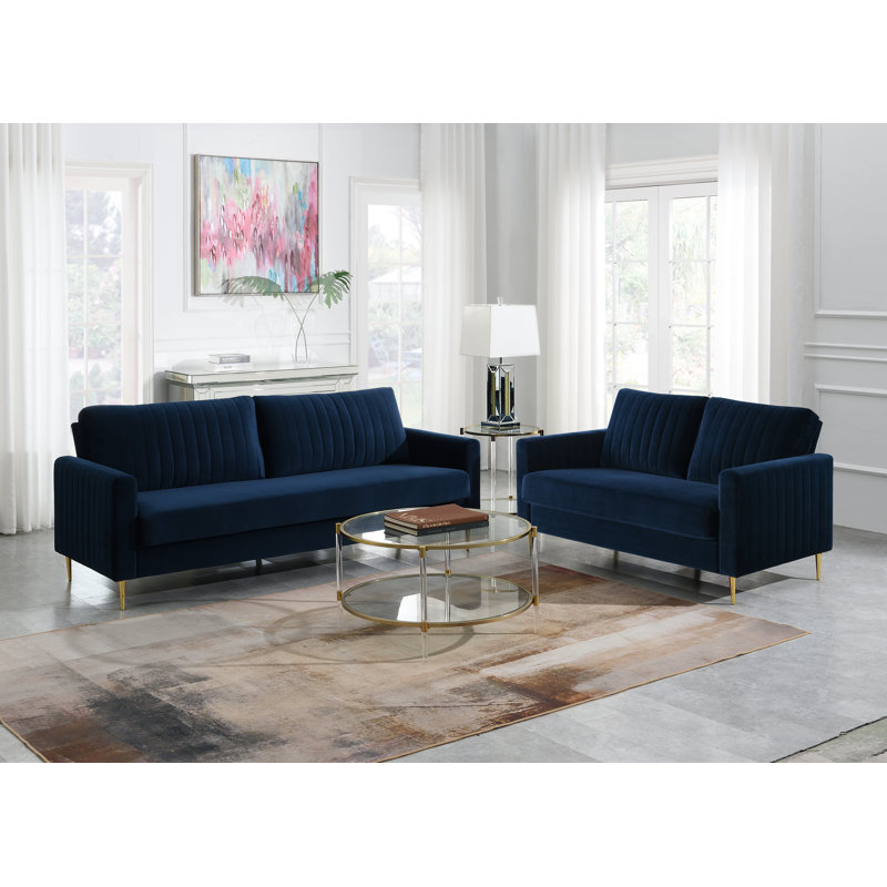 Maricopa 2 - Piece Velvet Living Room Set, Dark Blue