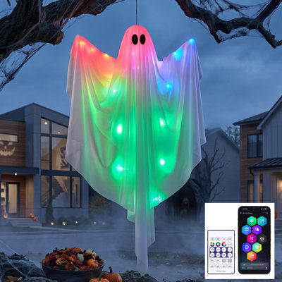 Halloween fantôme suspendu de 47 pouces avec lumière DEL