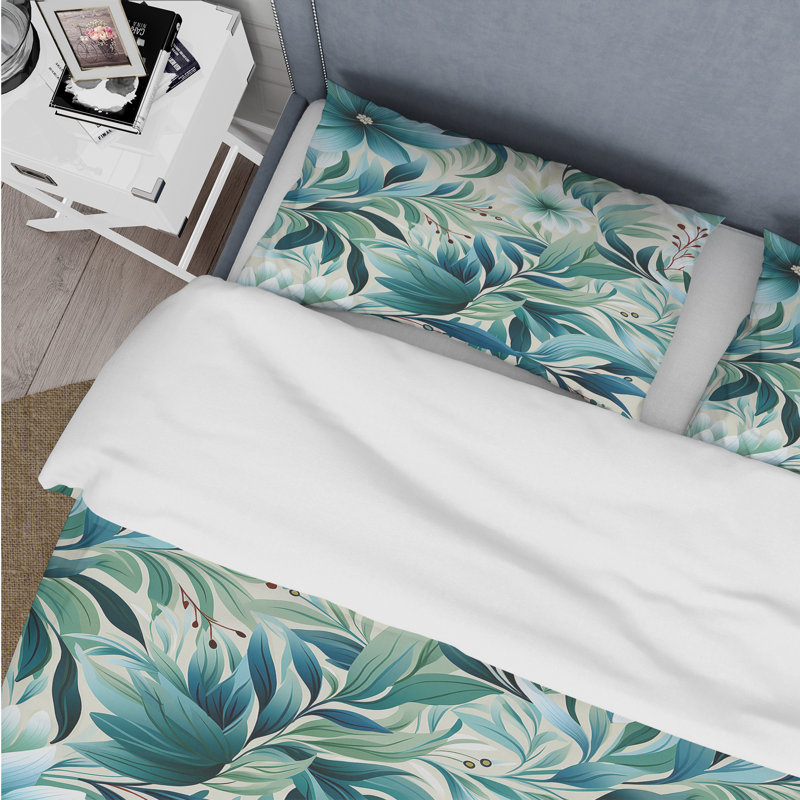 Ensemble de housse de couette motif océanique à motif botanique - feuillage tropical