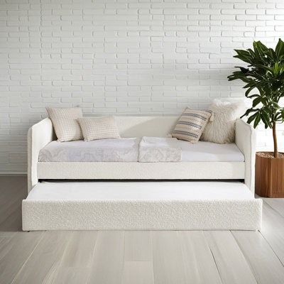 Daybed With Trundle Upholstered Tufted Sofa Bed, Boucle Fabric by Magiccactus
