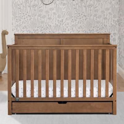 Simmons Kids Logan 6-in-1 Convertible Crib with Underdrawer - Greenguard Gold Certified, Chestnut