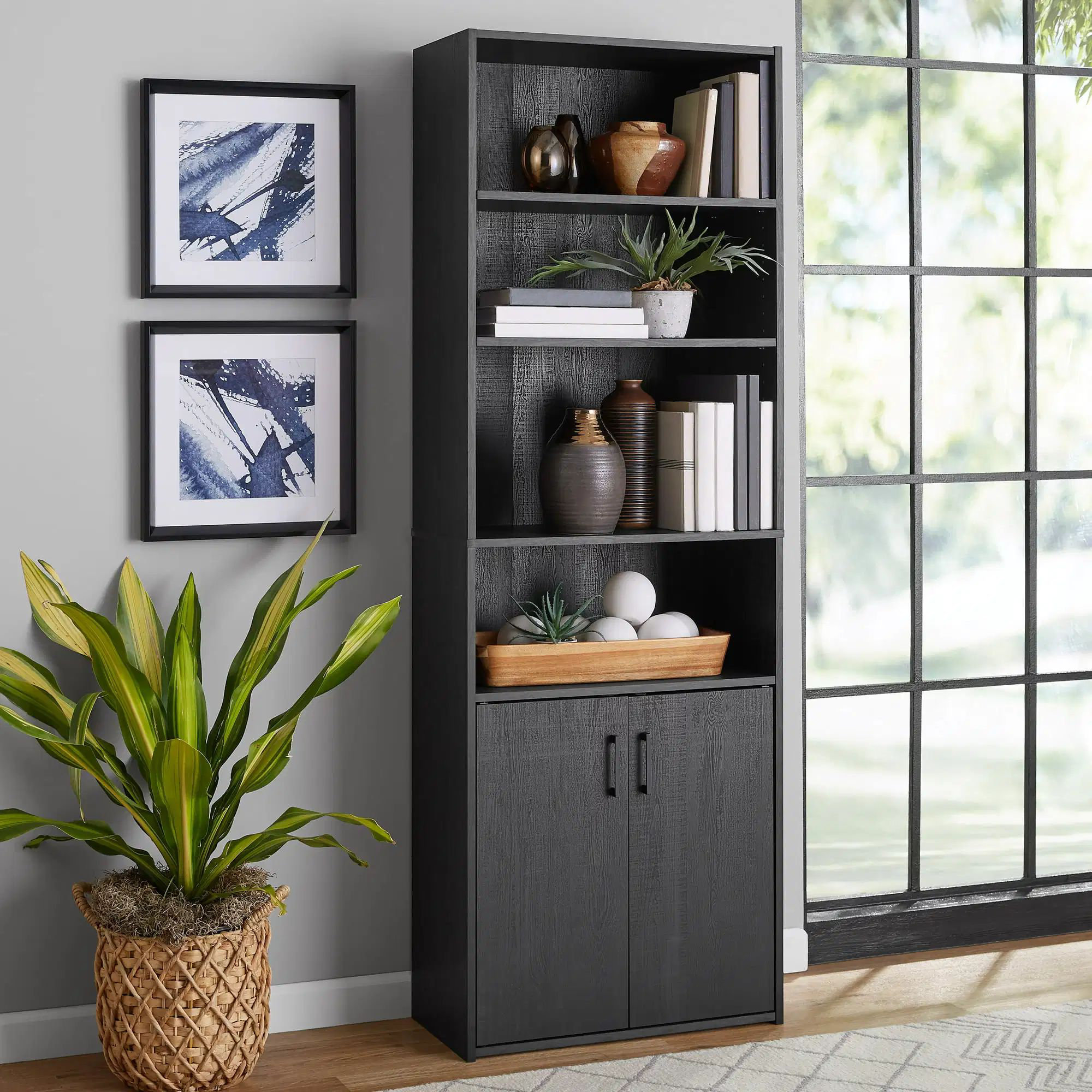 Rubbermaid Traditional 5 Shelf Bookcase With Doors