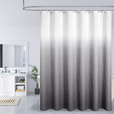 Ensemble de rideau de douche de luxe moderne avec motif géométrique en relief, œillets résistants à la rouille et tissu facile à nettoyer pour un décor de salle de bain élégant