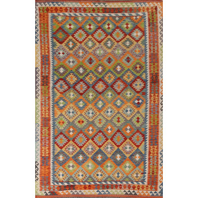 Tapis de salon réversible en laine Kilim 7 x 10