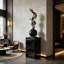 Sculpture d'art géométrique moderne de 160 cm (62,99 pouces) plaquée électrolytiquement avec socle noir-1315014215-1315014219