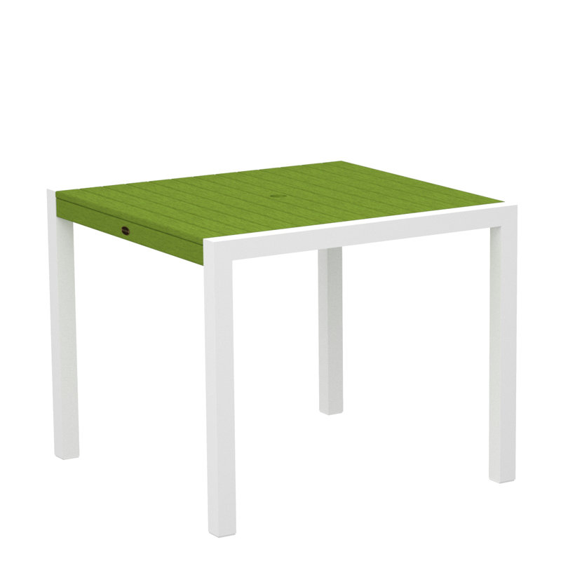 POLYWOOD MOD Dining Table, Lime, White, 35.18" W x 35.18" D