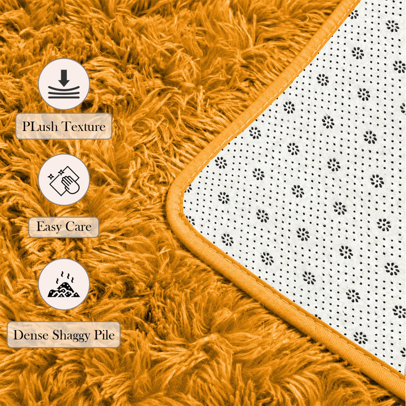Adela Rectangle Shaggy Washable Area Rug, Rectangle 50 x 80 cm
