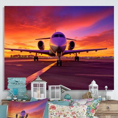 Avion au coucher du soleil I - Impressions sur toile transport