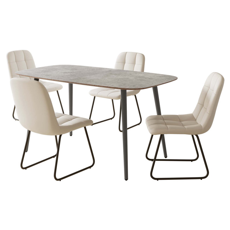 55.1'' Rectangular Dining Table Set, Modern Kitchen Table Set For Kitchen, Dining Room, Home Furniture(1 Table 4 Chairs)