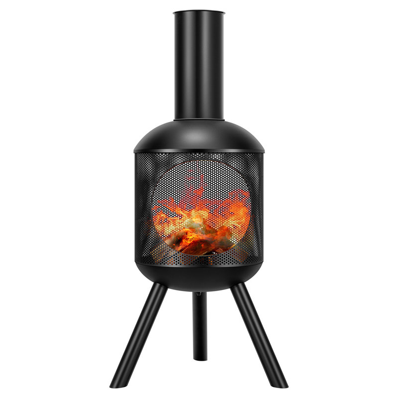 Black Cold-Rolled Steel 46-Inch Outdoor Chiminea