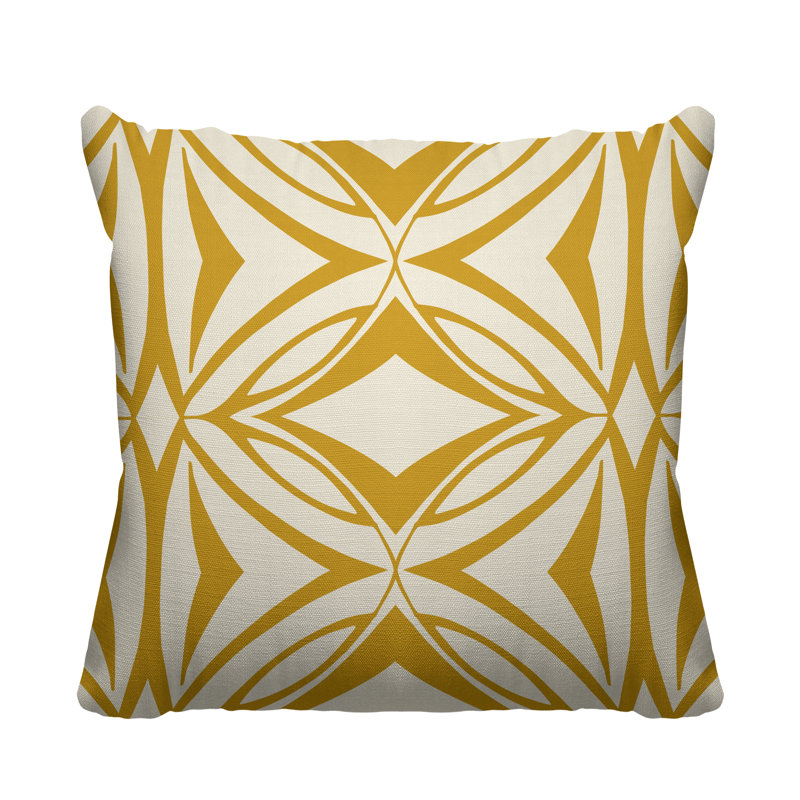 Coussin décoratif intérieur / extérieur Eamon, L 15 po x H 15 po, Jaune