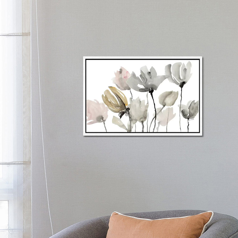 Follow Your Dreams Floral by Lanie Loreth - Painting on Canvas, White Floater Framed, 45.72cm H x 66.04cm W x 3.81cm D