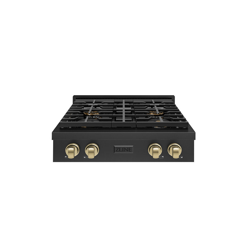 ZLINE 30 in. Paramount Gas Rangetop with 4 Burner DuoPro Cooktop in Black Stainless Steel, Champagne Bronze