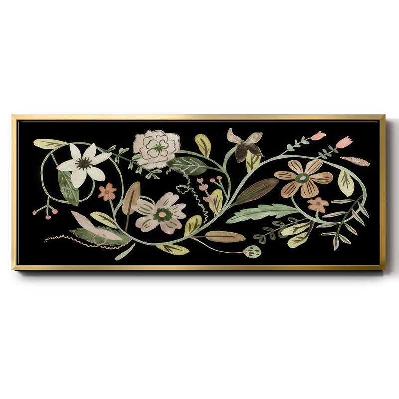 Pressed Flowers II- Framed Canvas, 12" H x 30" W