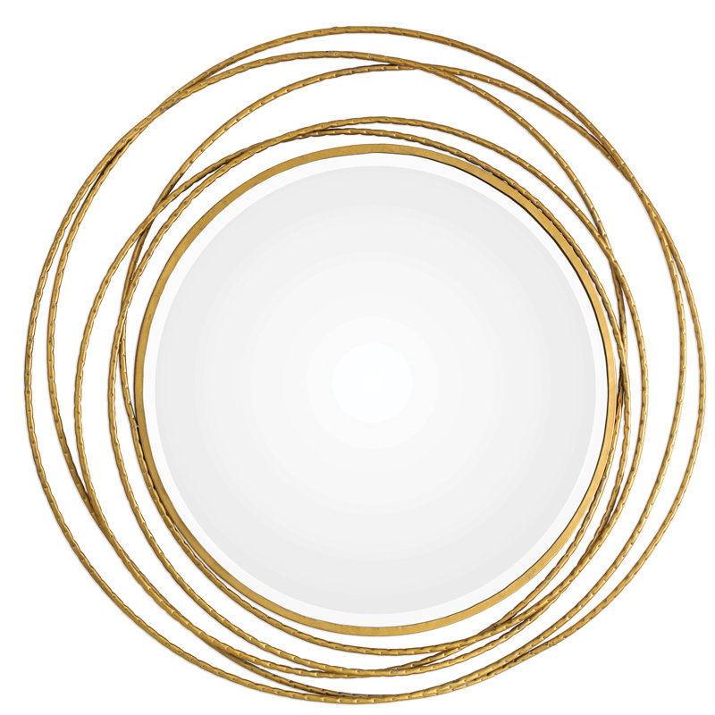 Moberly Metal Round Wall Mirror, Metallic Gold