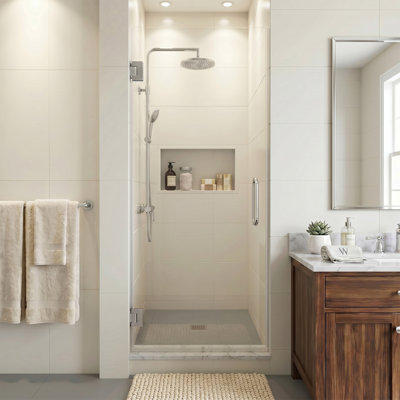 26 in. W x 64 in. H Pivot Semi-Frameless Shower Door