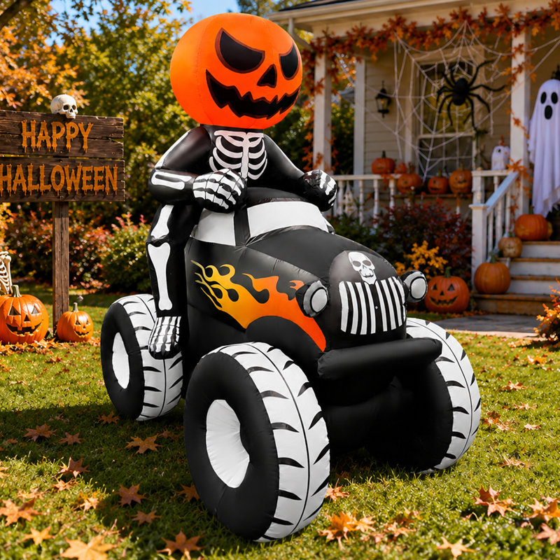 Camion squelette citrouille gonflable de 2 m (6,7 pi) avec lumières DEL pour l'Halloween