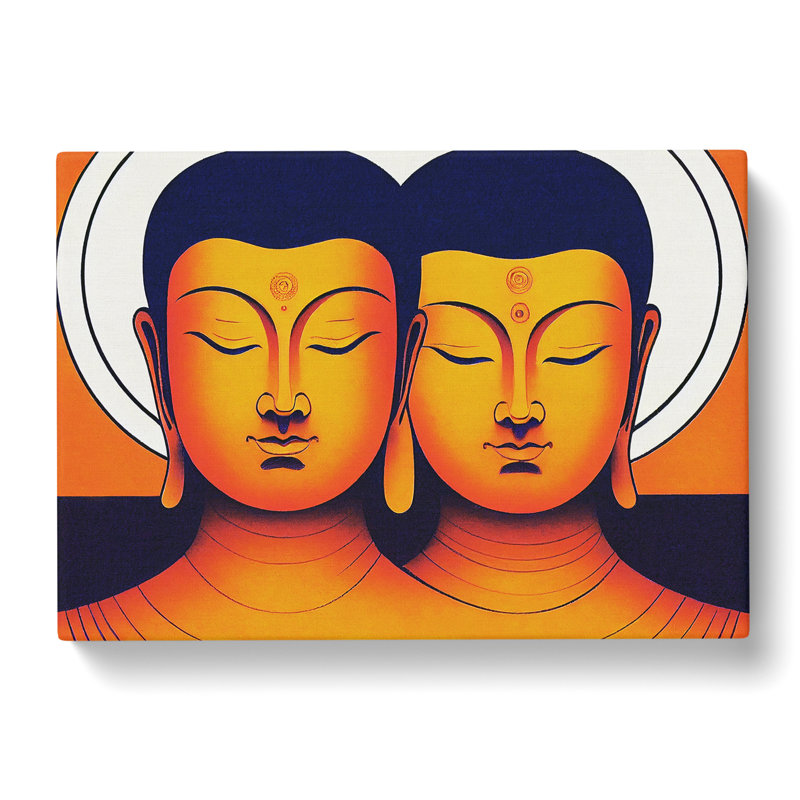 Two Buddha - Wrapped Canvas, 40cm H x 60cm W x 3cm D