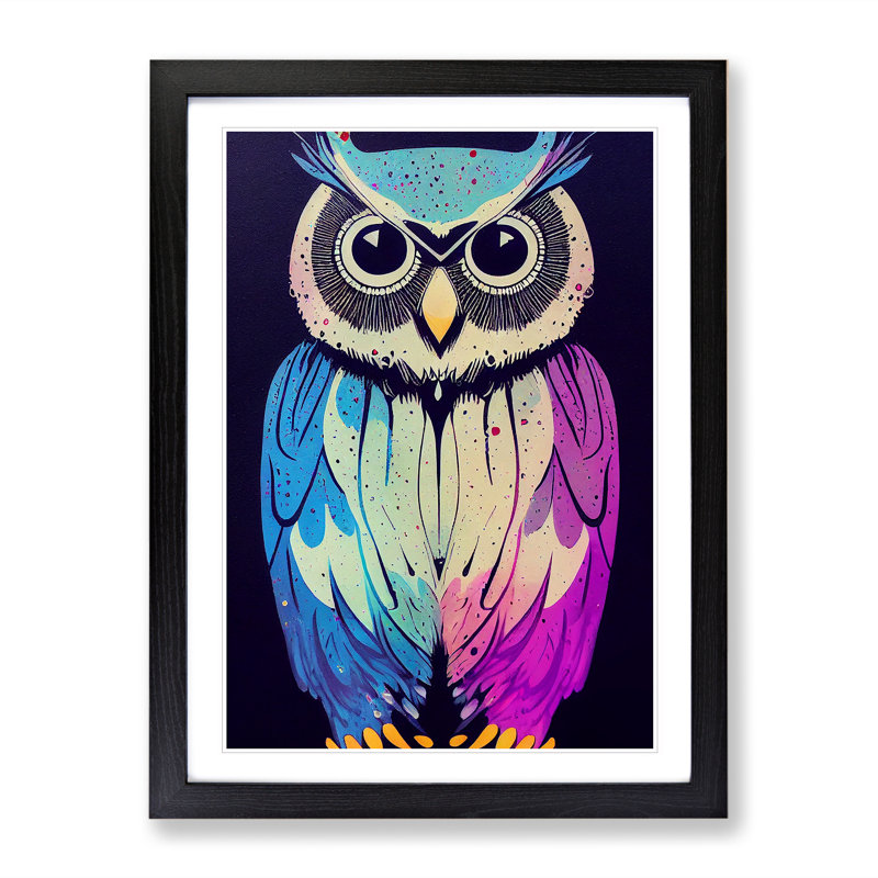 Owl in No.3 - Framed Print, Black, 64cm H x 46cm W x 2cm D