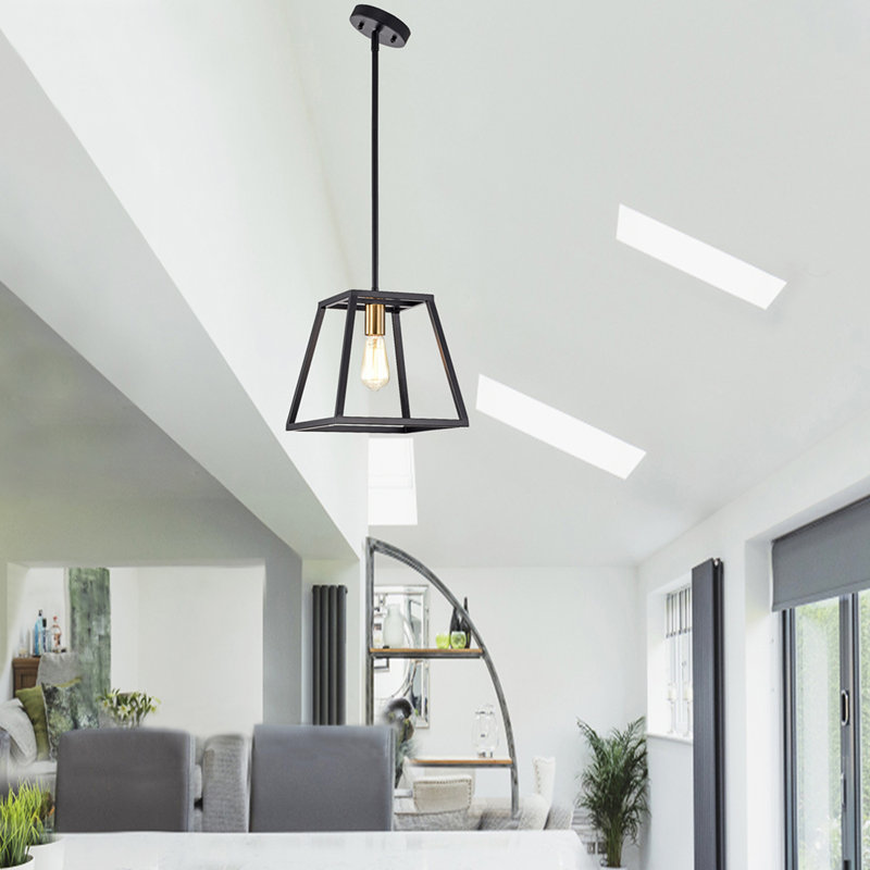 Luminaire suspendu carré à 1 lumière Salvi, Noir