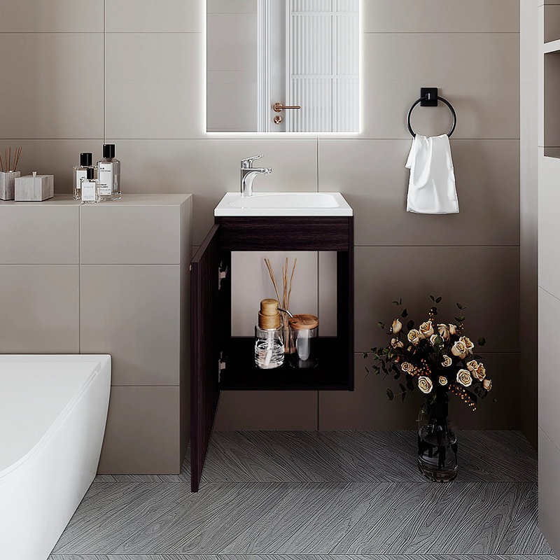 Meuble-lavabo avec lavabo et robinet intégrés, Marron foncé