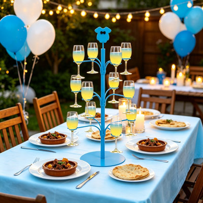 Three‑Tier Tree‑Shaped Stainless Steel Champagne Glass Holder for Baby Party Banquet Display