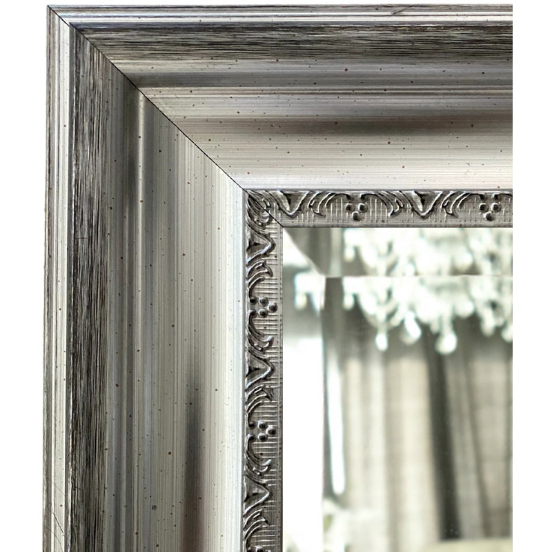 Stella Modern Vintage Ornate Framed Wall Mirror, 29.5" x 25.5", Silver