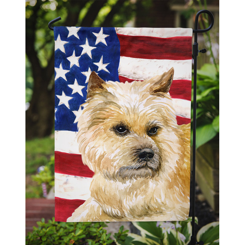 2 côtés en polyester de 2 côtés american drapeau de jardin, Cairn terrier