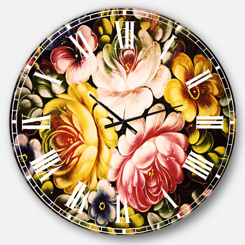Digital Flower Bouquet - Traditional wall clock, Large