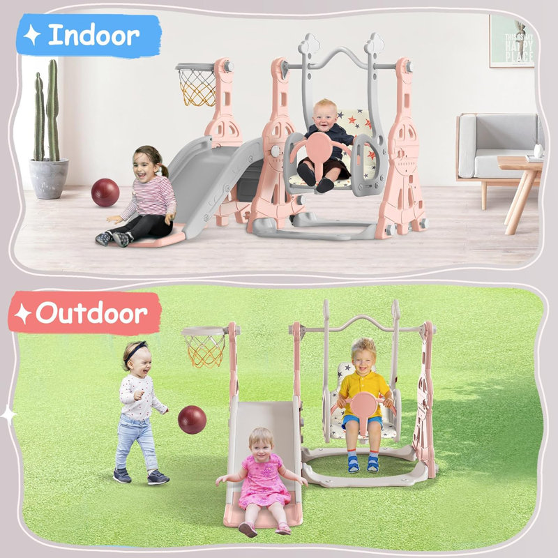 Ensemble de jeu pour enfants 4 en 1, Rose/gris