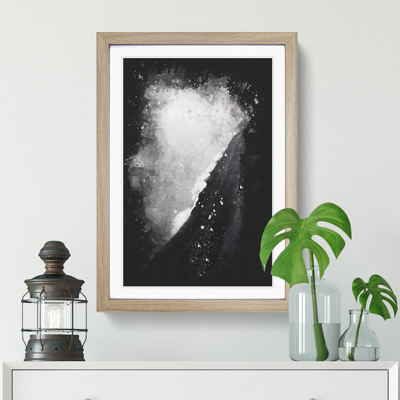 View of Black Sand Beach in Iceland - Framed Print, 87cm H x 62cm W x 2cm D, Oak Framed